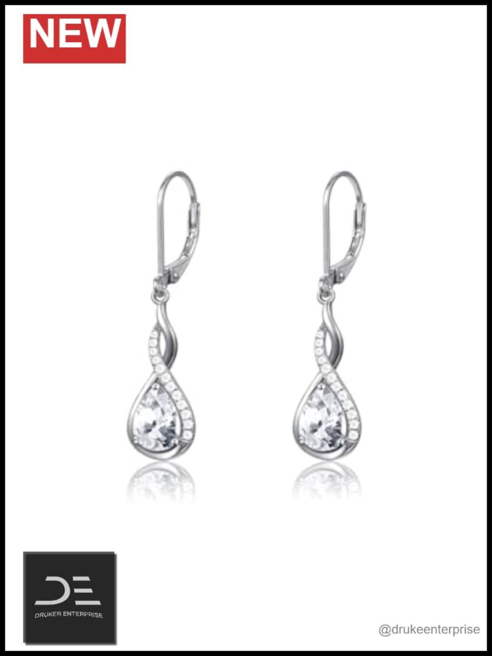 925 Silver Teardrop Dangle Earrings Lever Back Birthstone